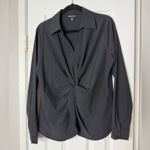 EUC Modern Works Black Twist-Front Blouse